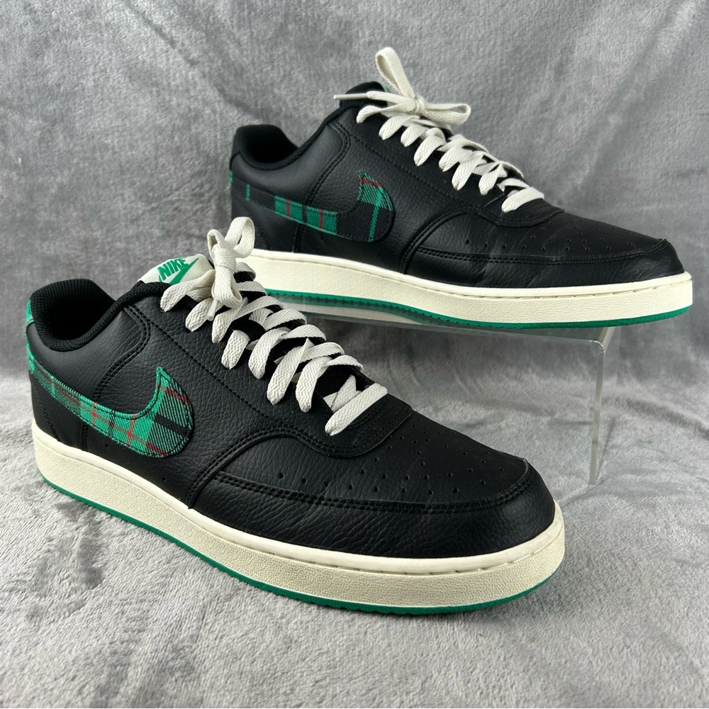 Nike Court Vision Low Plaid Mens Size 11 Authentic FD0321010 Black Green Red EUC